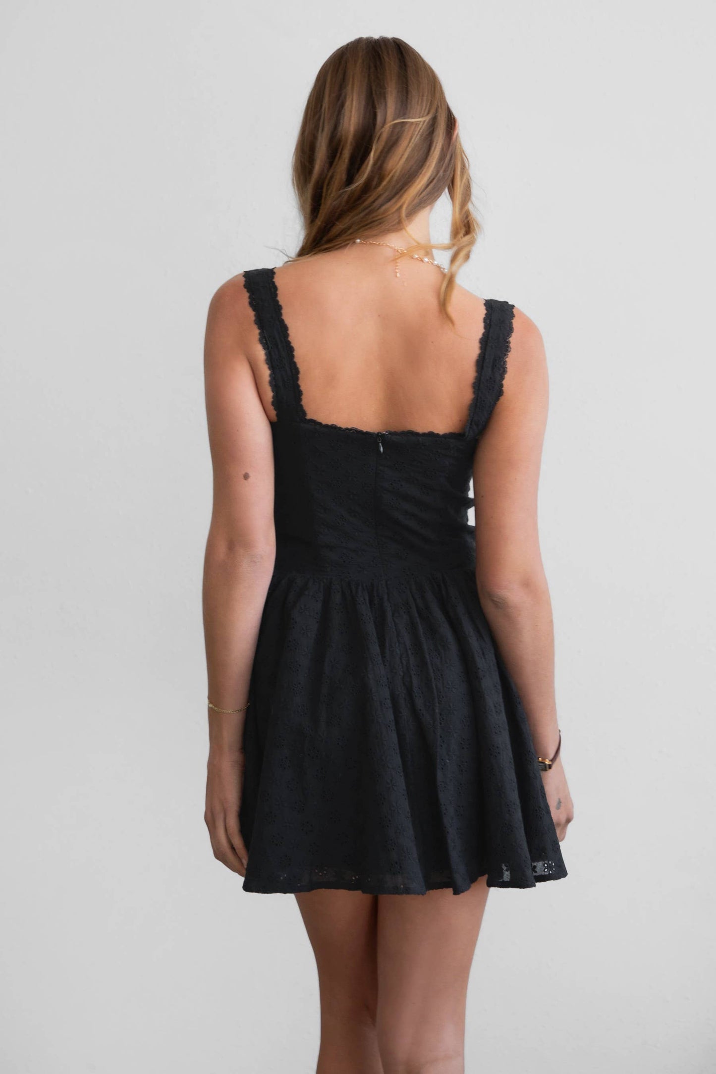 AUDREY Eyelet Embroidery Sleeveless A Line Summer Mini Dress: Linen Blue / DH30964-AUDREY-LINEN BLUE