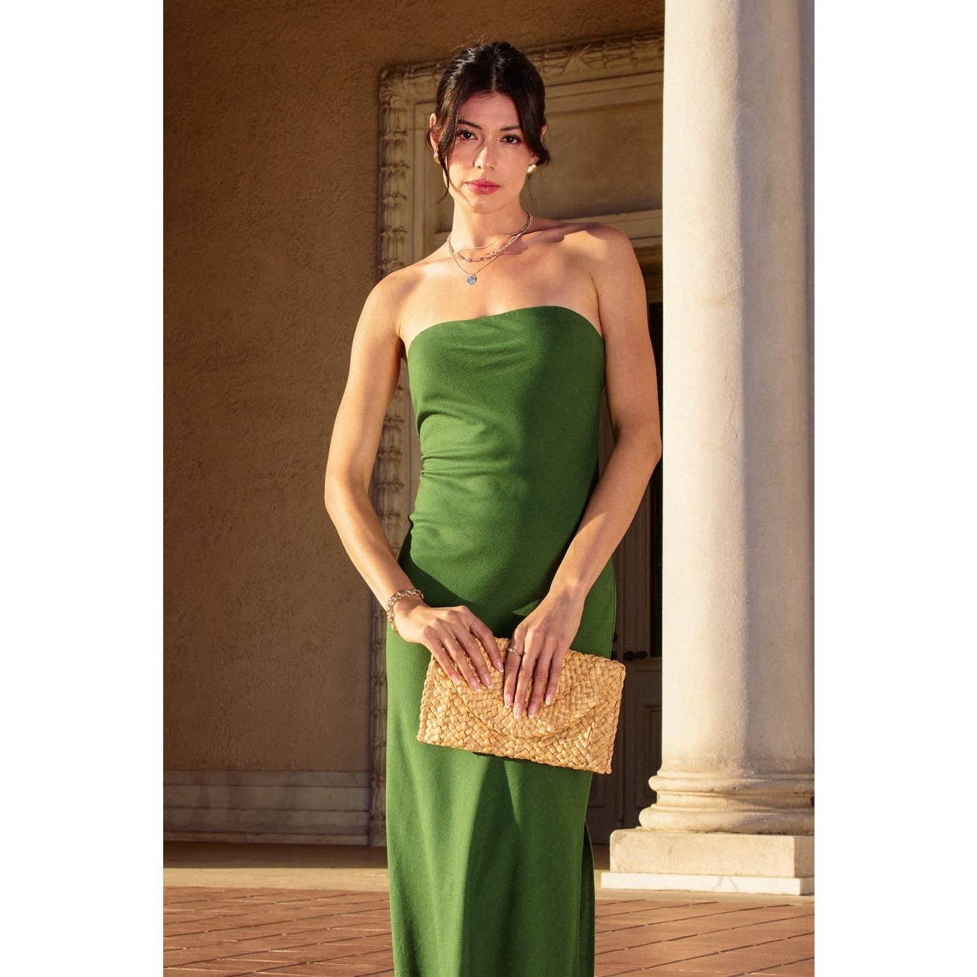 Heaven Sent Strapless Bias Cut Maxi Dress: IBIZA GREEN / FD11771A-P1465_1