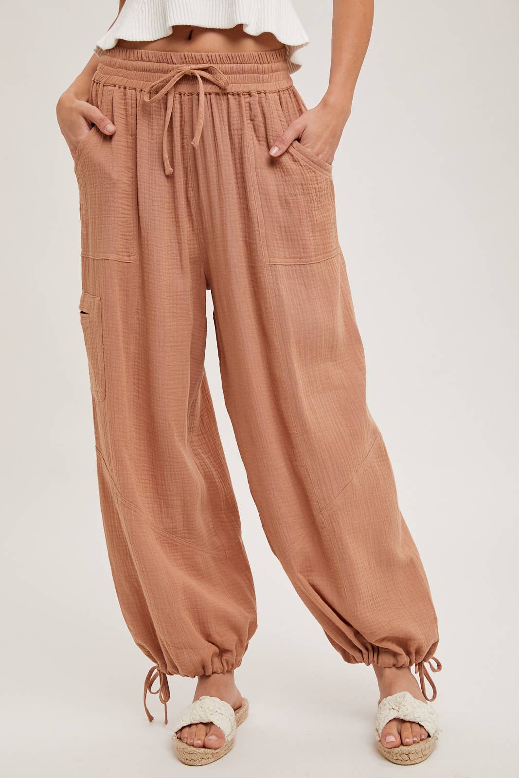 JOGGER HAREM DRAWSTRING PANTS: Black / B02090