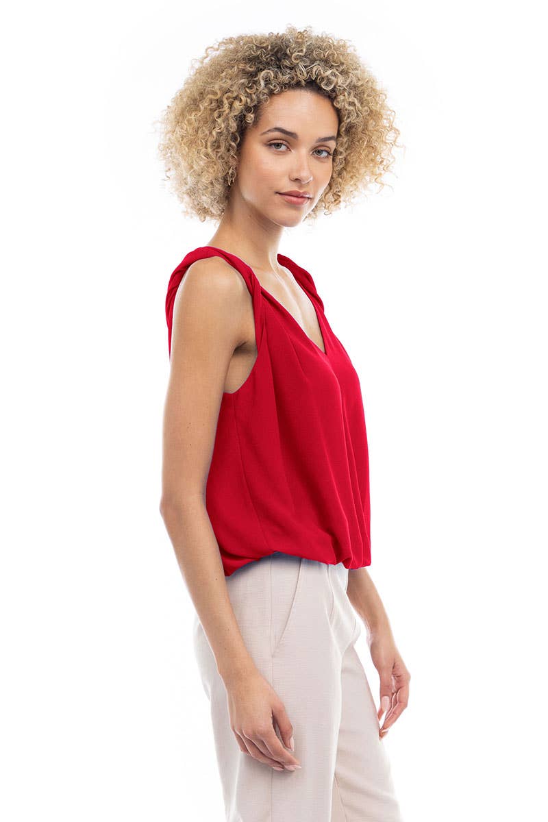 ST119446 Bubble Top With Twisted Shoulder Detail : Off White