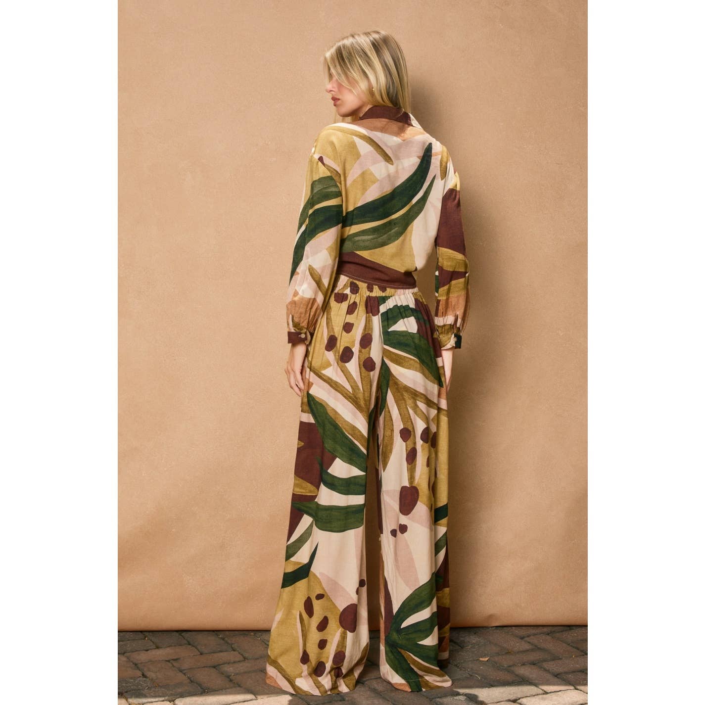 Coconut Grove Wide Leg Pull On Pants: SAGE BROWN / FP12506-P2247