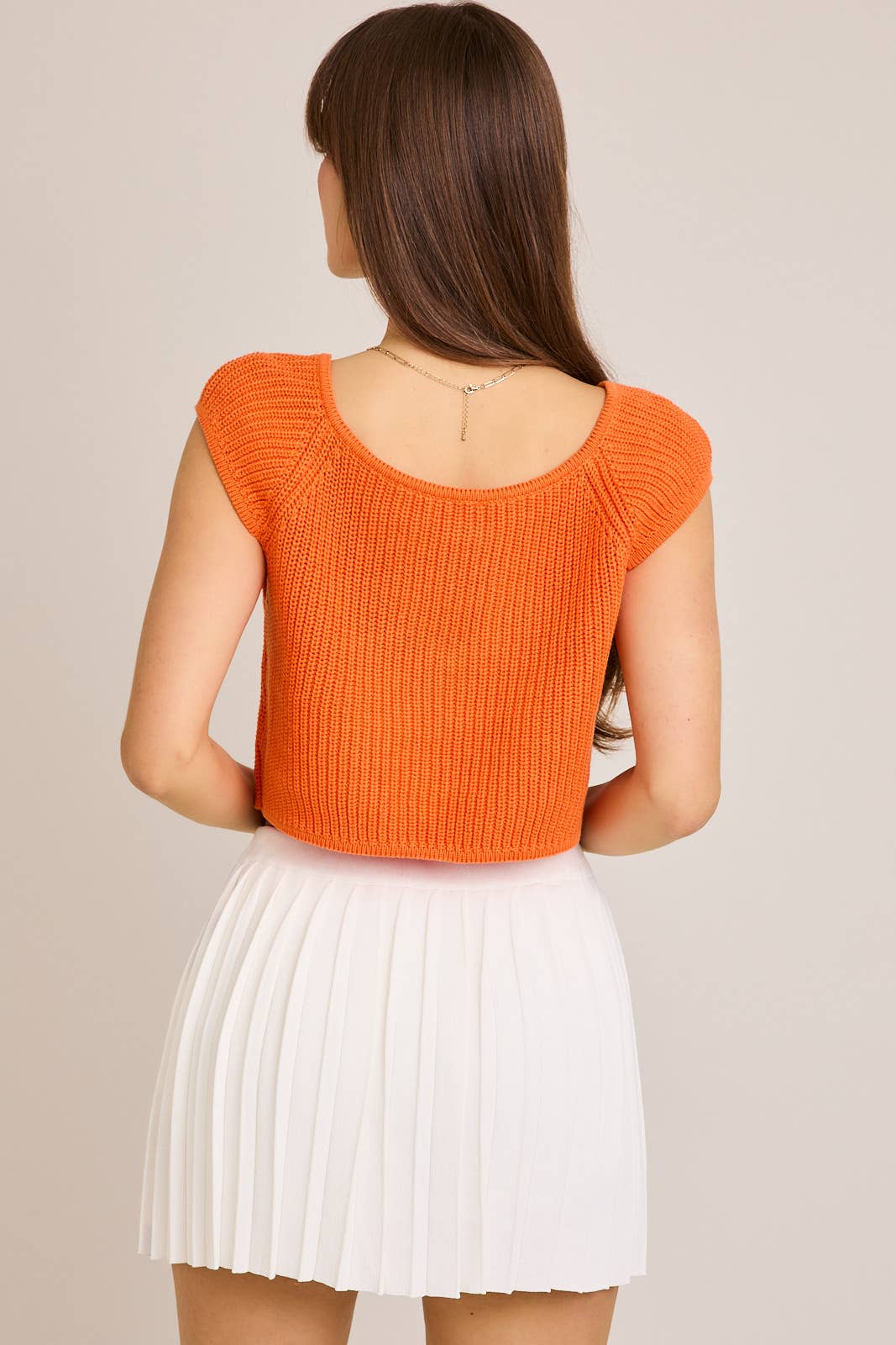 FRONT TIE SLEEVELESS SWEATER CARDIGAN: DK BROWN / BWJ1212