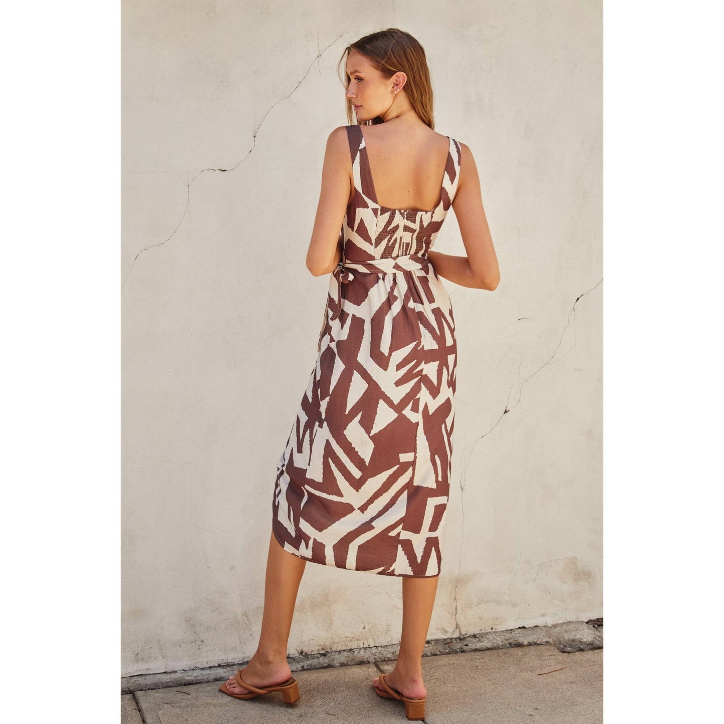 Found My Best Tulip Hem Midi Wrap Dress: FRIAR BROWN / FD11527-P1708