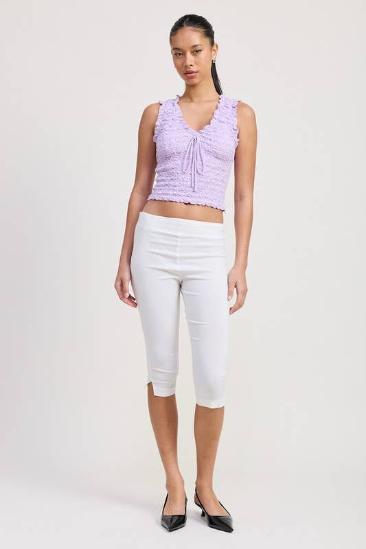 SLEEVELESS RUFFLE TOP: BLACK / IPK2054T
