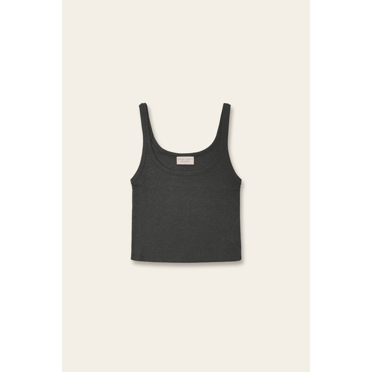FT7497 Ribbed Knit Short Tank: CHARCOAL FT7497-DF6-4