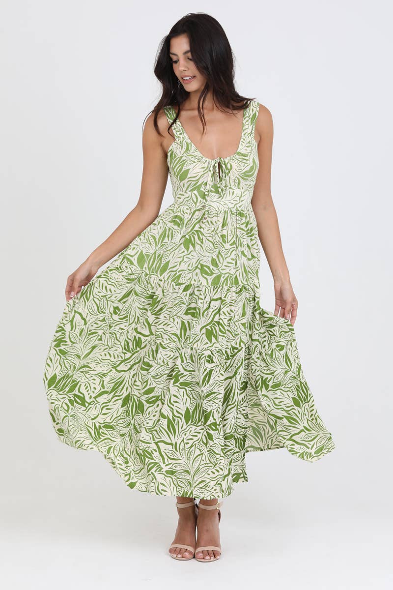 C4C13-FQ81 MAXI TANK DRESS WITH TIE BACK DETAIL AND SLIT
