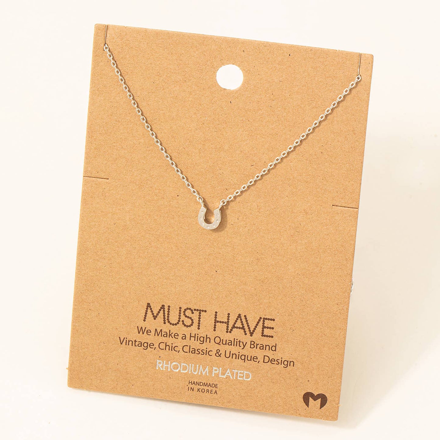 Dainty Mini Horseshoe Pendant Necklace: G