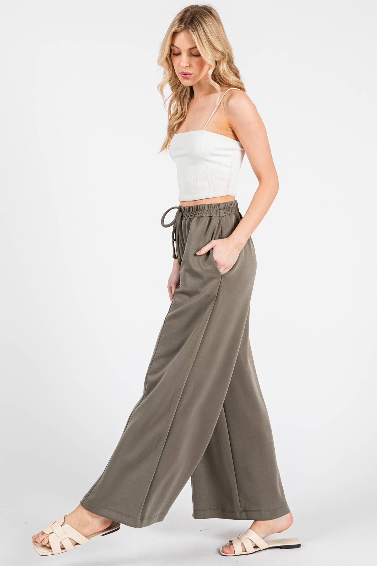 Modal Jersey Wide Leg Pants - NP70337: Stone