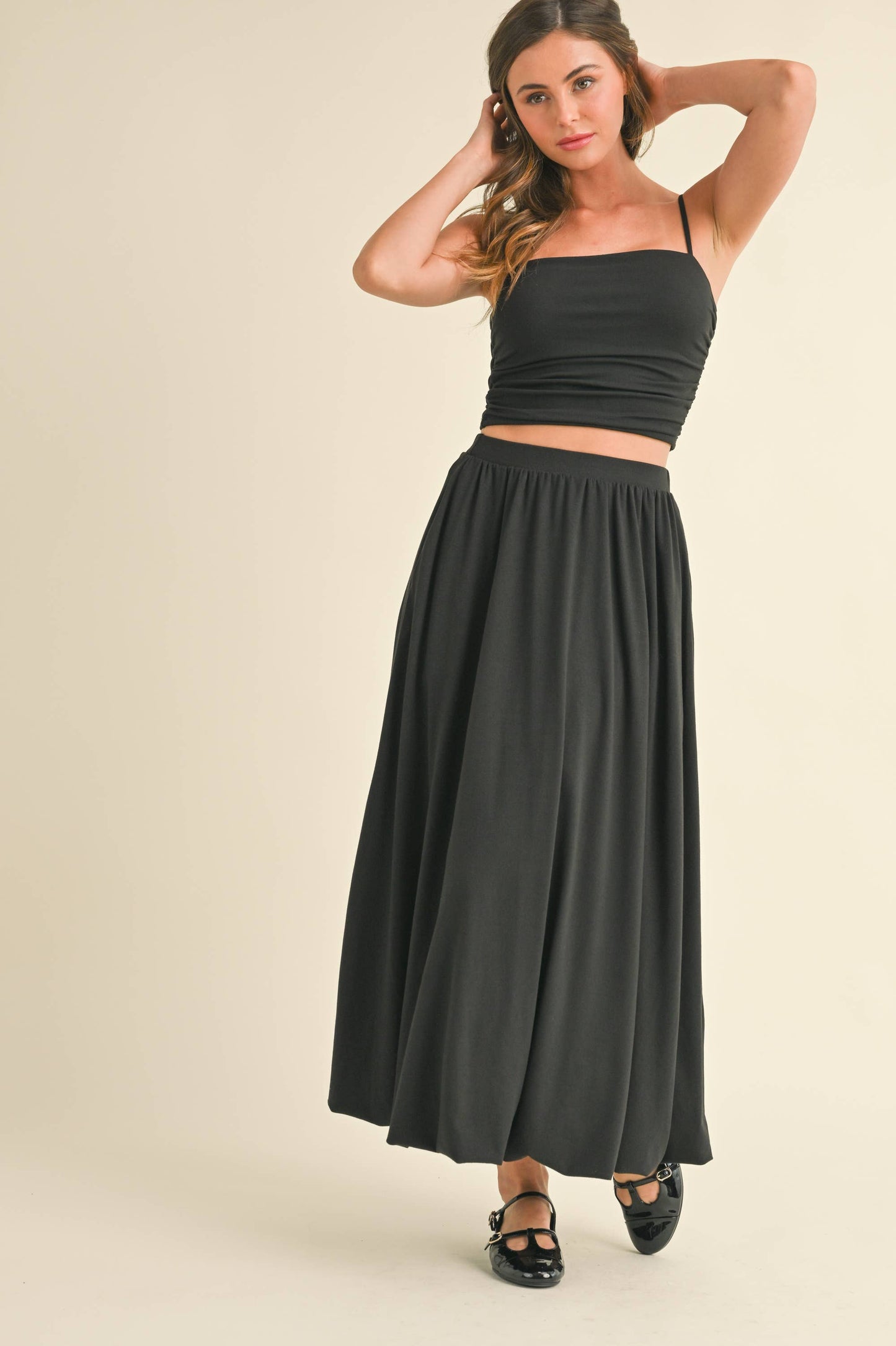 💖Only Skirt 💖ST5710 SLEEVELESS CROP TOP WITH BALLOON MAXI SKIRT