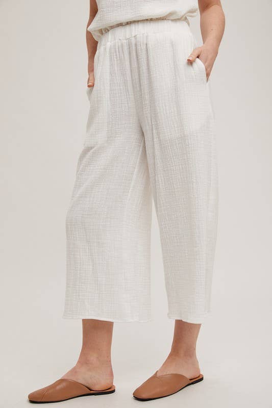 GAUZE WIDE PANTS: BLUE / FP66459