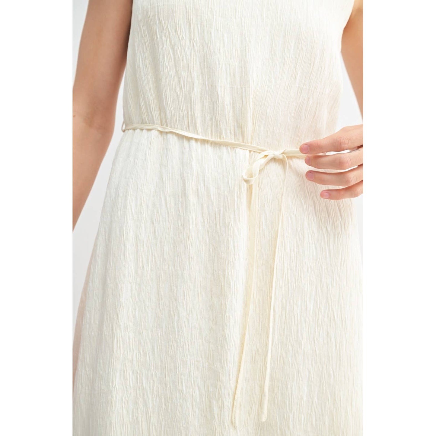TEXTURE SLEEVELESS MIDI DRESS: Blue / FD67968_1