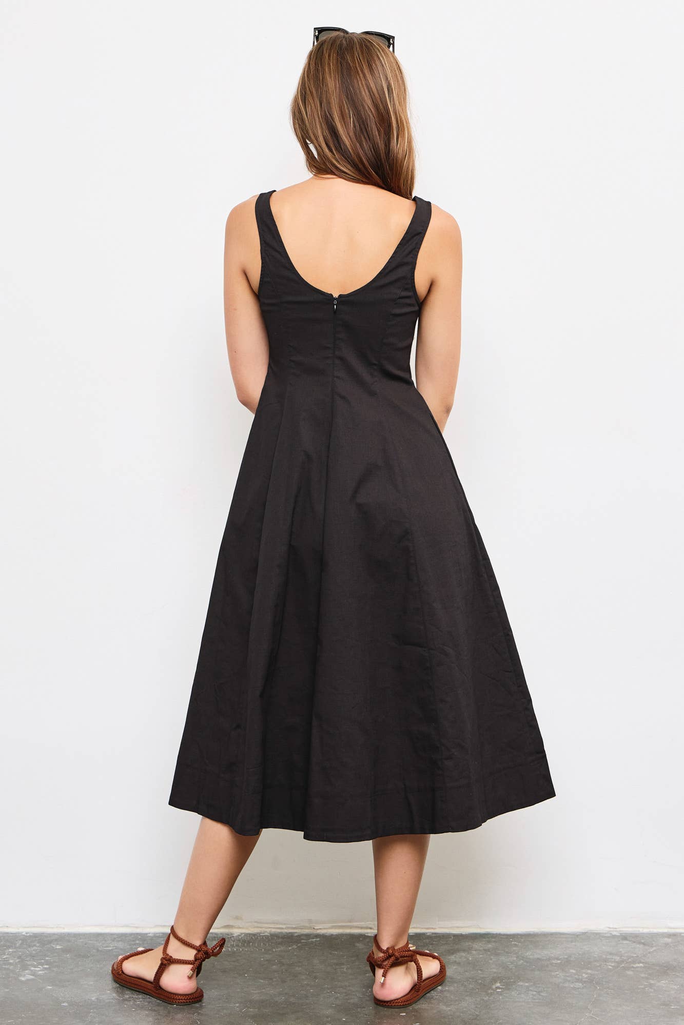 MAXI A-LINE DRESS: Black / S23952