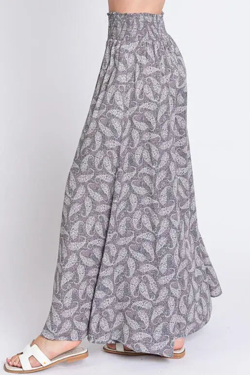 Print Wide Leg Pants - NP16530D8: Blue