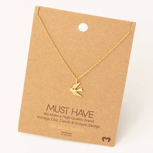 Flying Bird Pendant Necklace: G