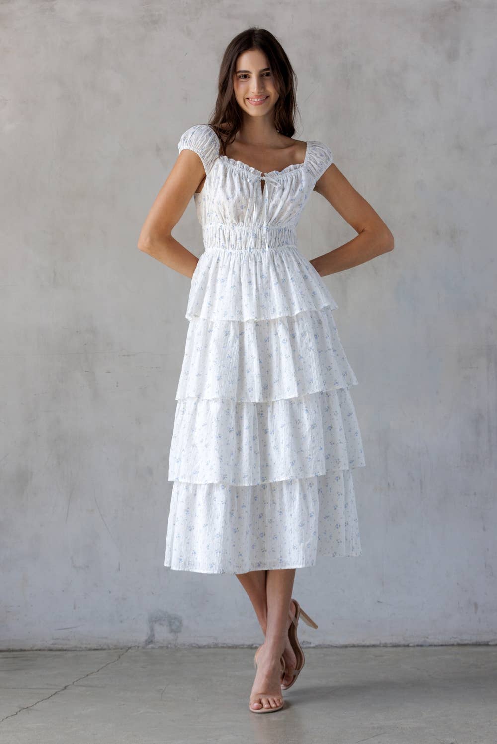 JD7557-WHITE BLUE FL: WHITE /BLUE FL