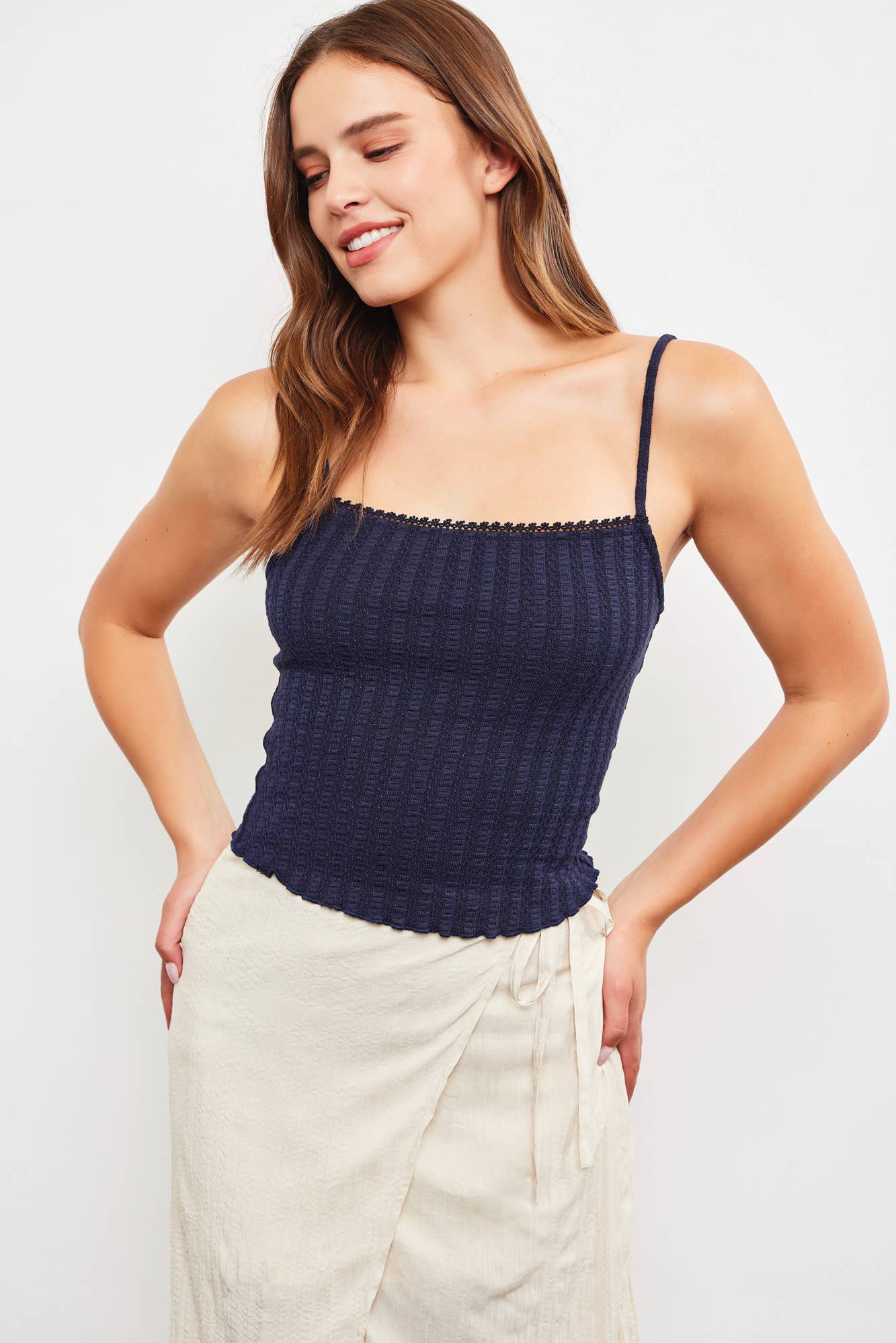KNIT CAMI TOP: DK.TAUPE / S23454