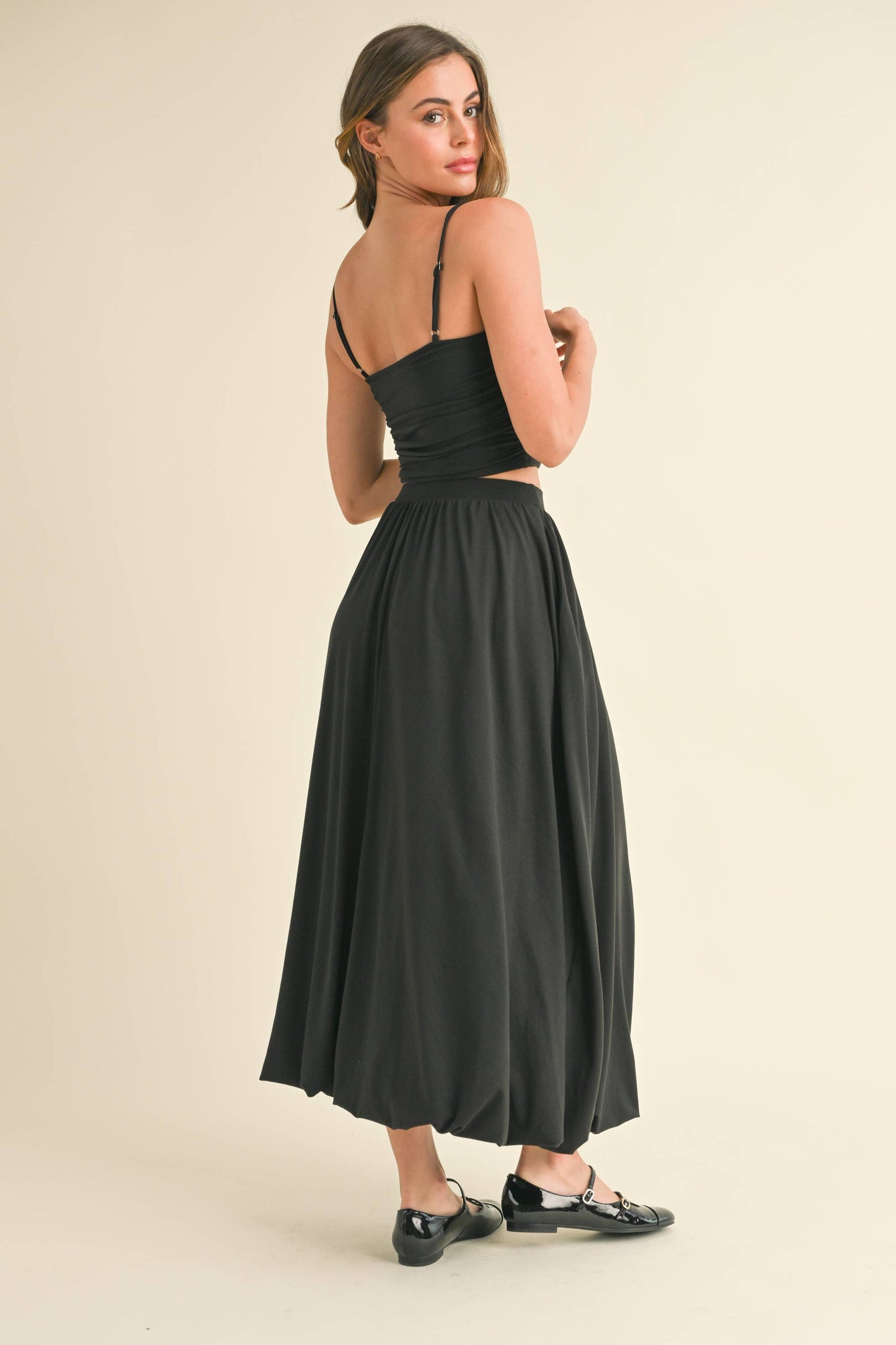💖Only Skirt 💖ST5710 SLEEVELESS CROP TOP WITH BALLOON MAXI SKIRT