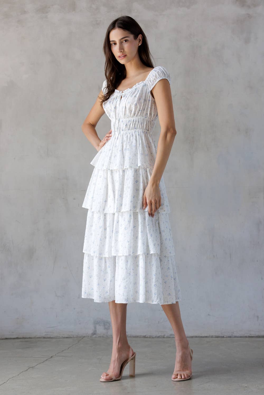 JD7557-WHITE BLUE FL: WHITE /BLUE FL