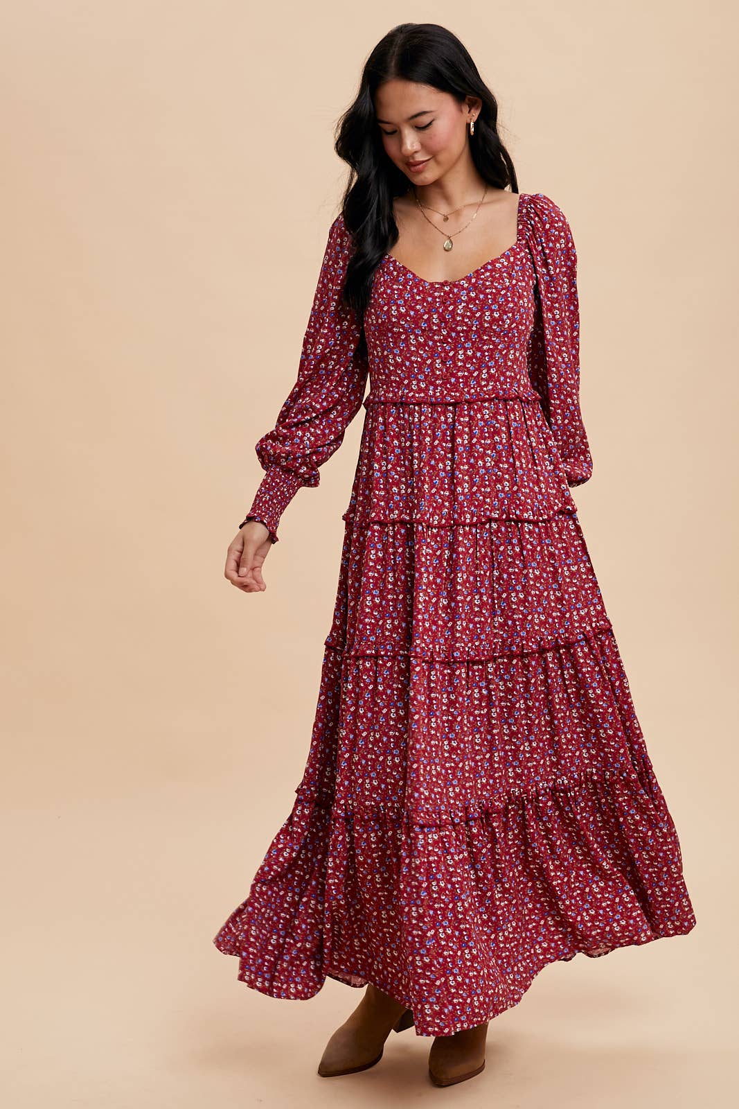 SWEETHEART FLORAL MAXI DRESS: SEPIA / ILD5932
