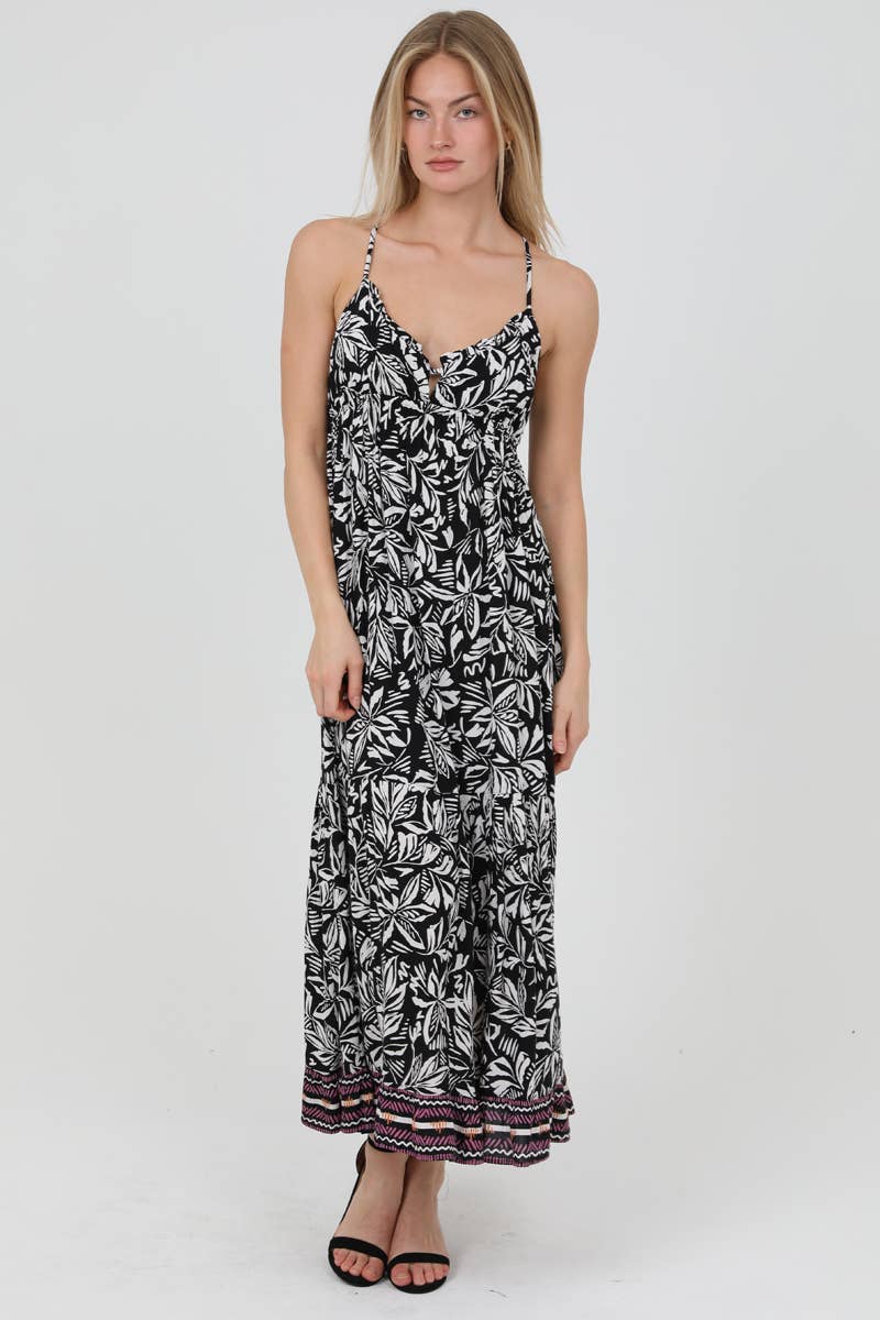 C4A27-A876 SPAGHETTI STRAP RACER BACK MAXI DRESS: Red