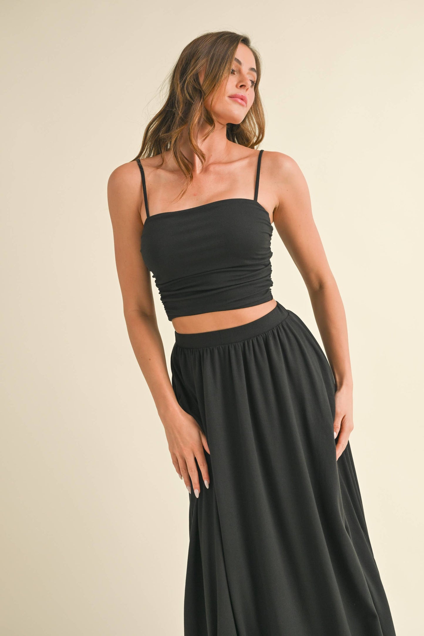 💖Only Skirt 💖ST5710 SLEEVELESS CROP TOP WITH BALLOON MAXI SKIRT