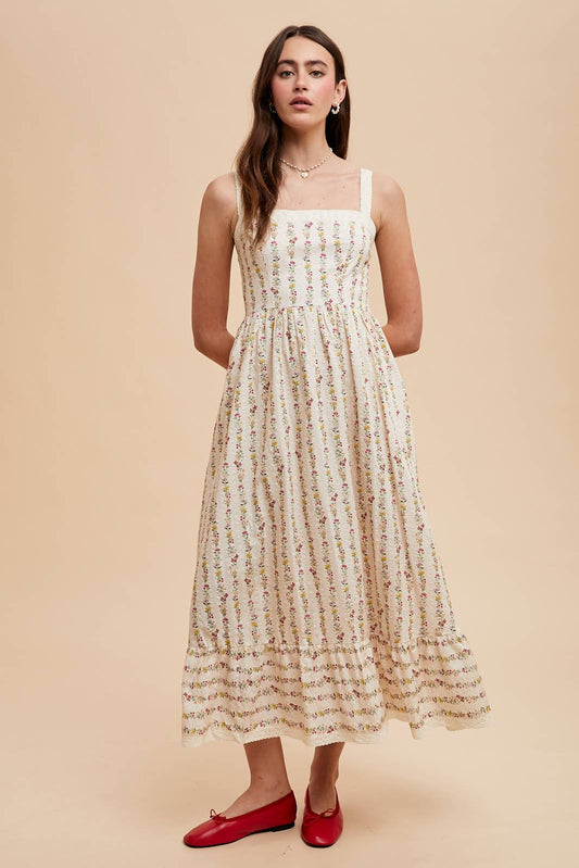 TEXTURED COTTON LACE TRIM MAXI: BUTTERCREAM ILD6328