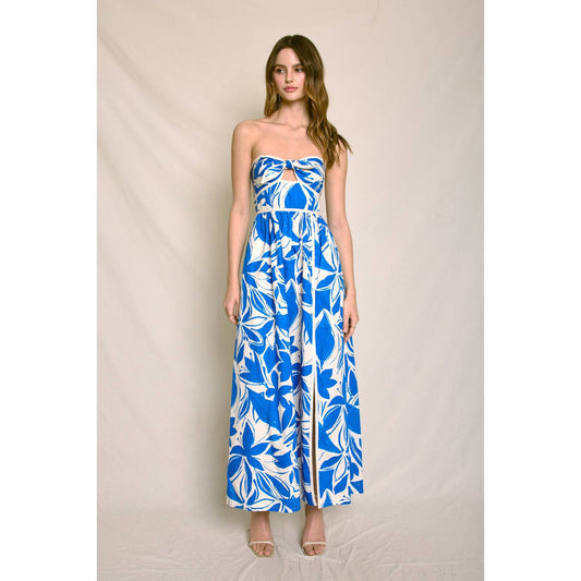 Mykonos Strapless Contrast Binding Maxi Dress: CAPRI BLUE / FD12745-P2065
