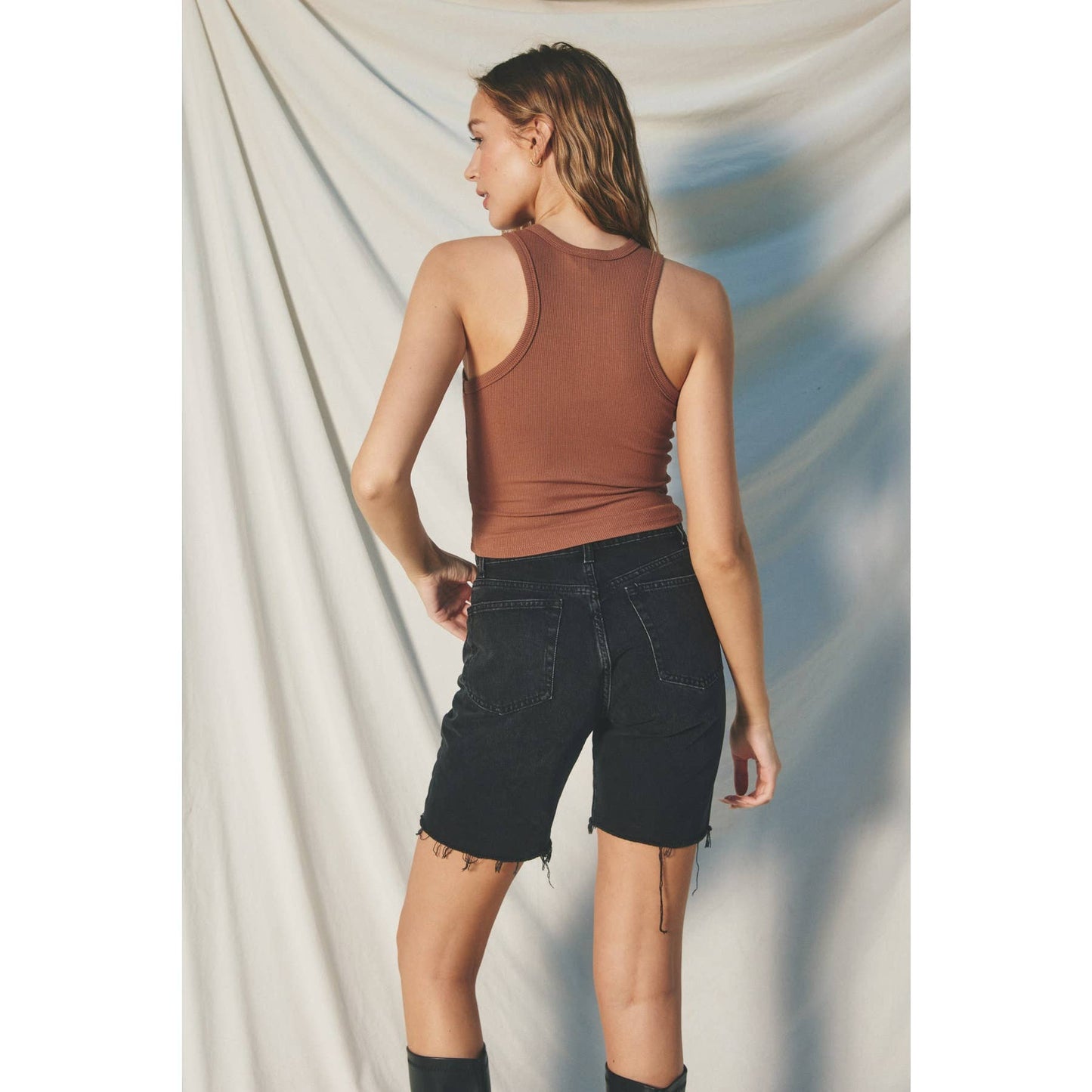 FT10597-P1364_2 Ribbed Racerback Tank Top: OLIVE