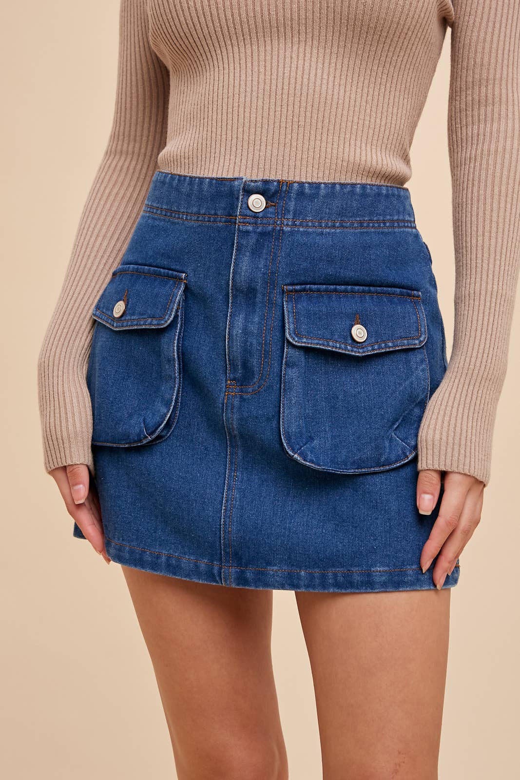 DENIM CARGO MINI SKIRT