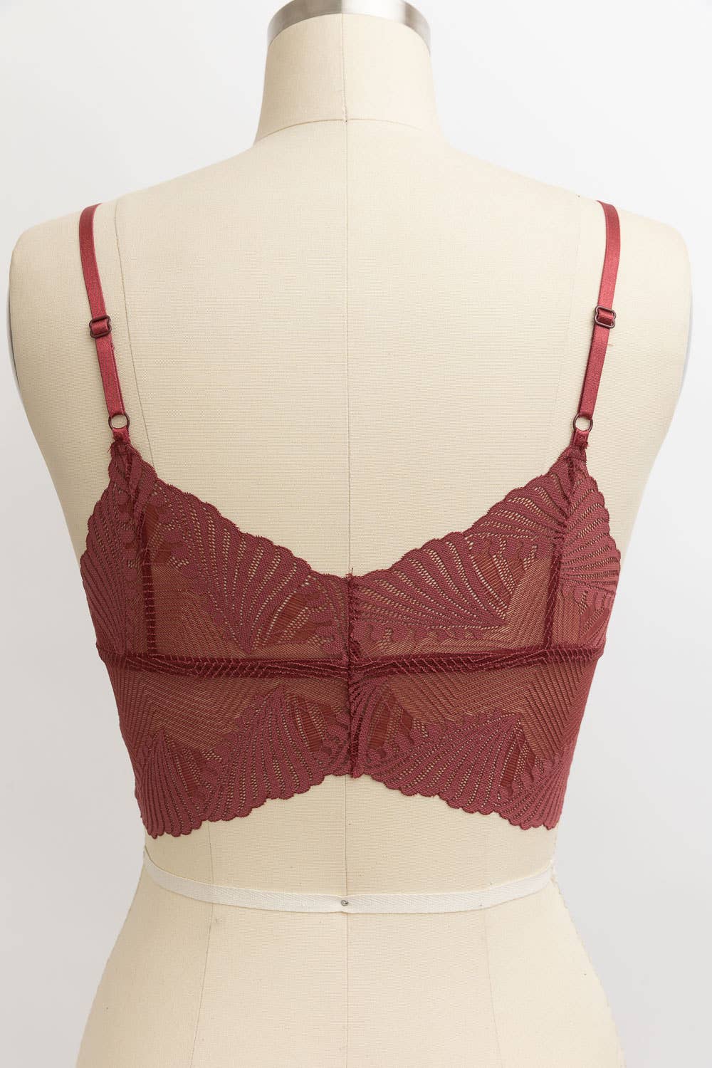Butterfly Scallop Lace Bralette: Wine