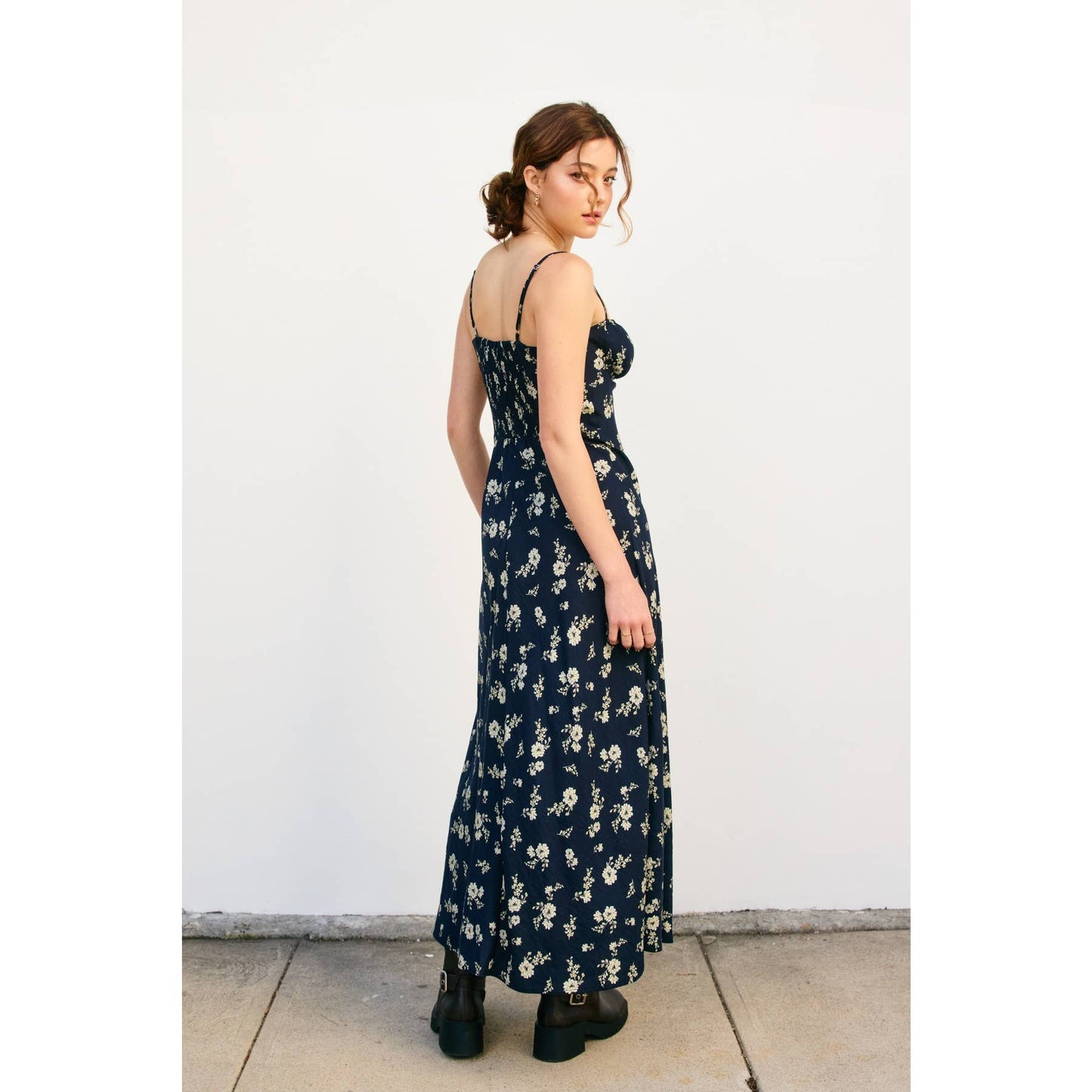 Dancing Moon Front Tie Slit Sleeveless Maxi Dress: MOONLIGHT FLORAL / FD13048-P2094