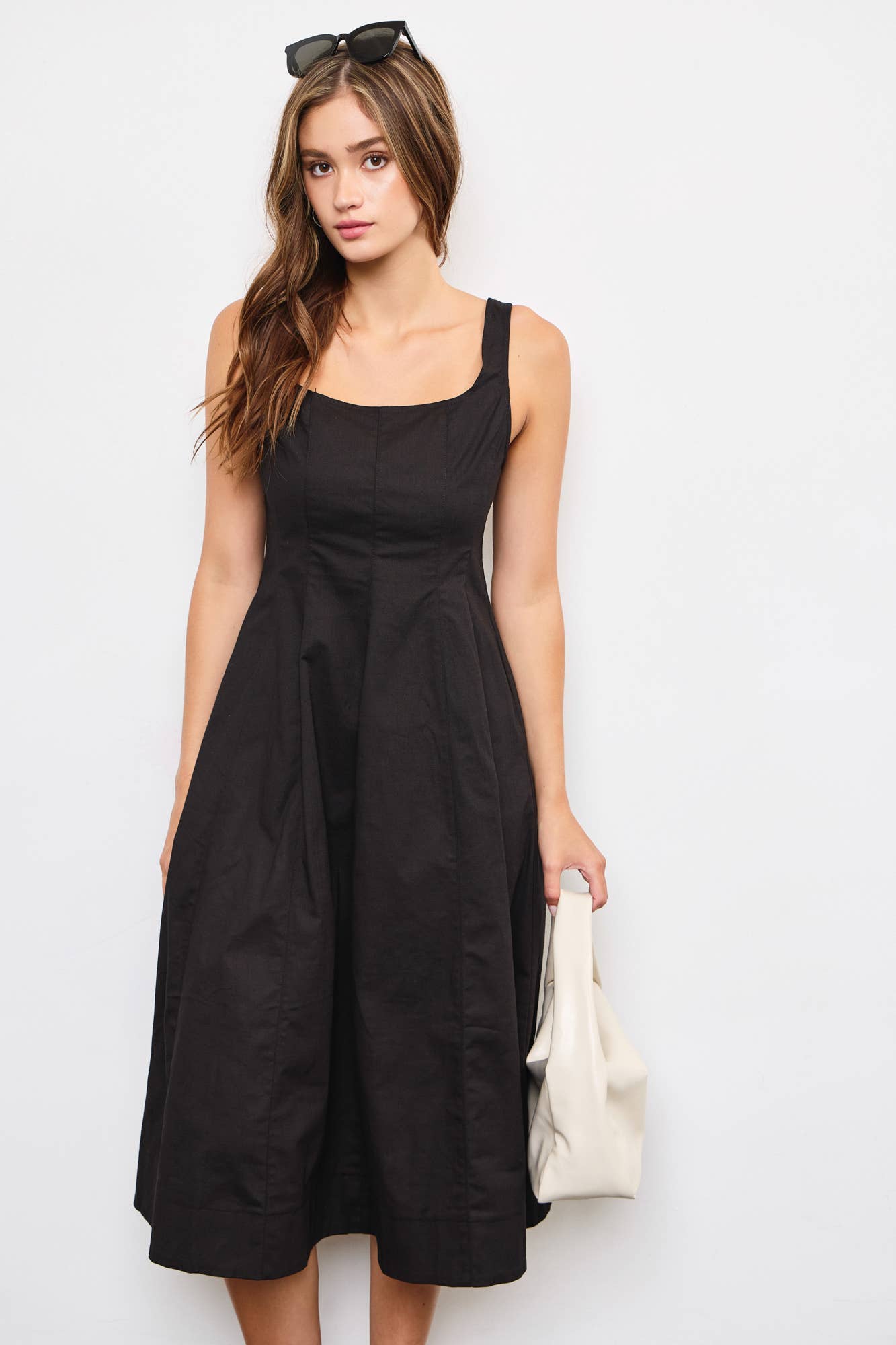 MAXI A-LINE DRESS: Black / S23952