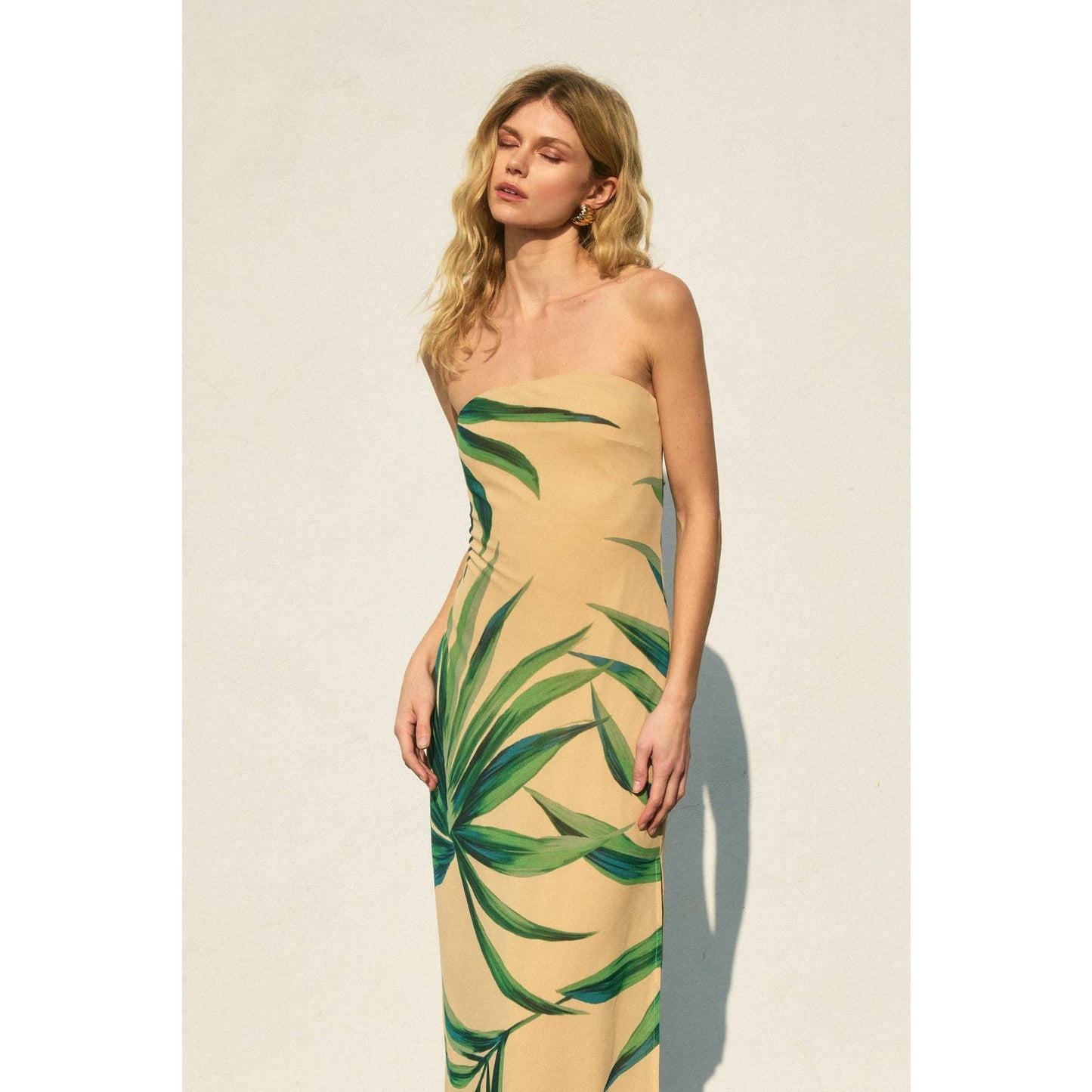 Springview Strapless Tie Back Maxi Dress: BOTANICAL GREEN / FD11771A-P1939