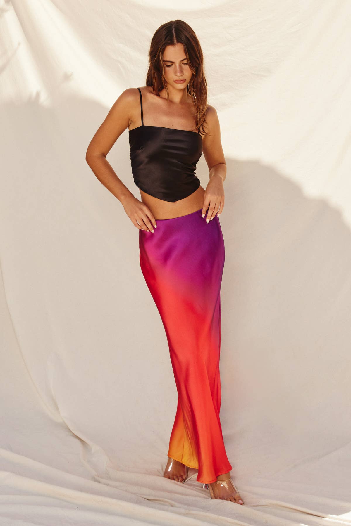 Ft9840 Satin Tie Back Cami Top: DRIED MAUVE