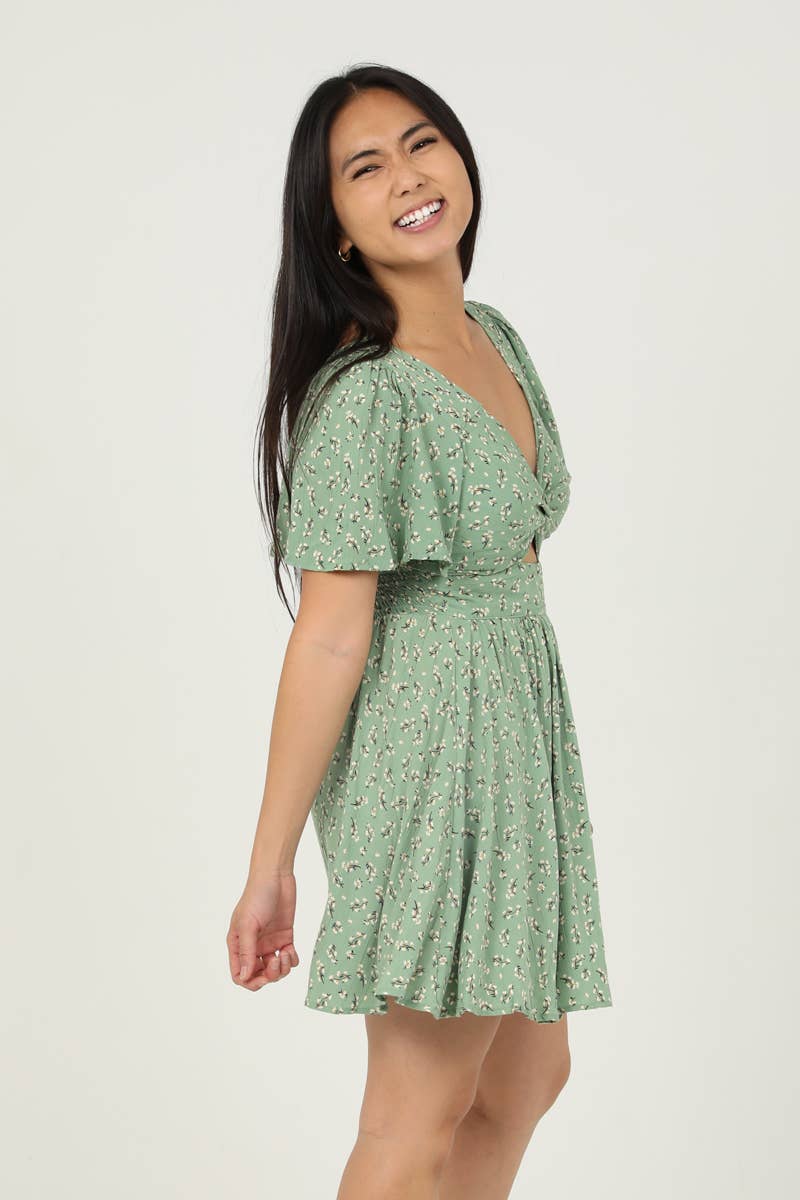 C4458-WA27 TWIST FRONT CUT OUT DRESS