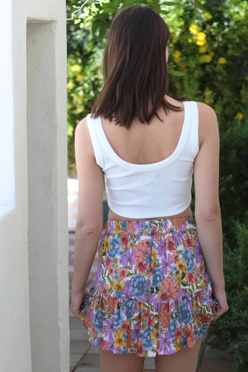 25S57-A855 FLORAL PRINT SKORT