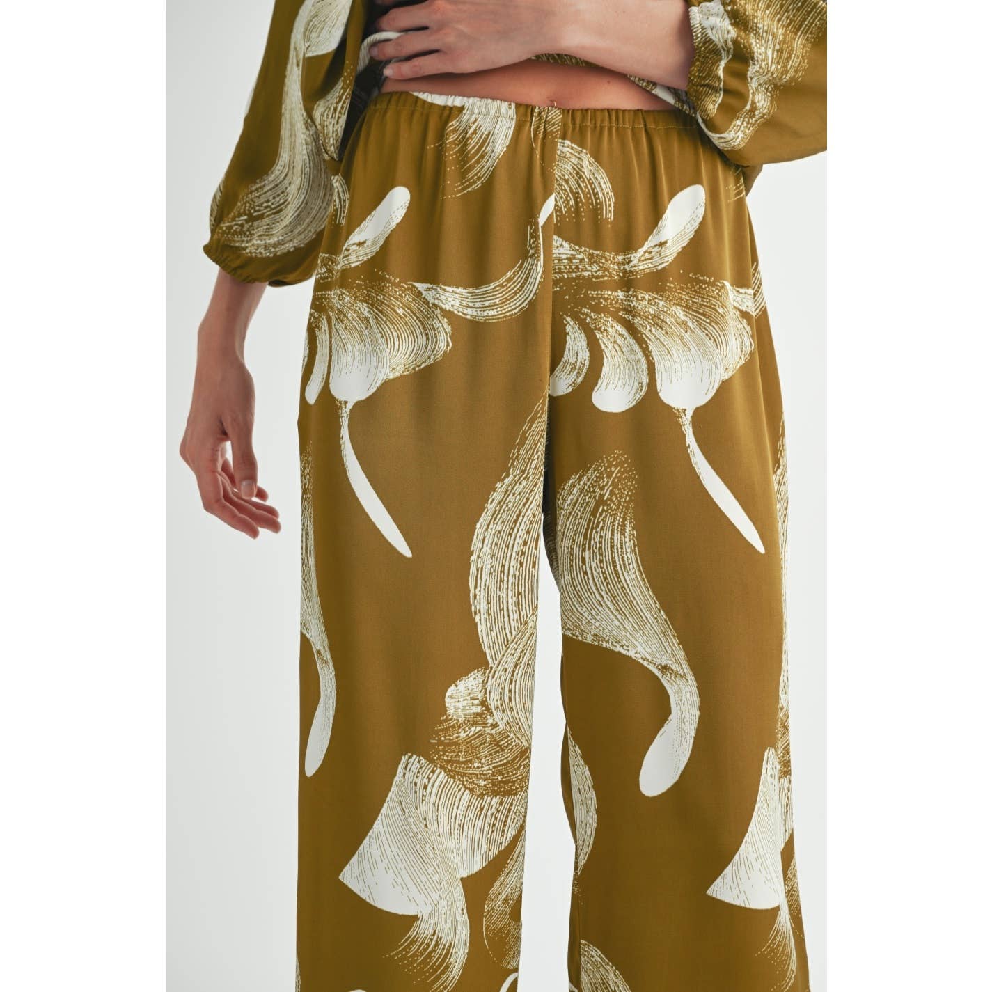 ABSTRACT PRINT PANTS: MOSS / FP67774