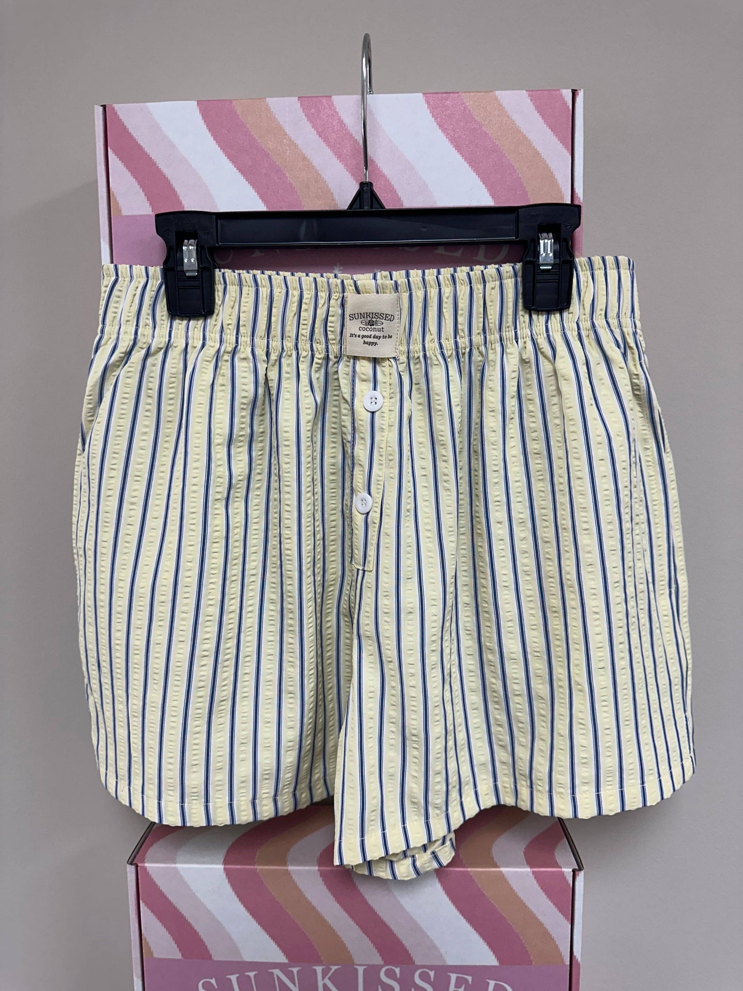 Everyday Boxer Shorts: Yellow/Blue Halo Stripes / S111