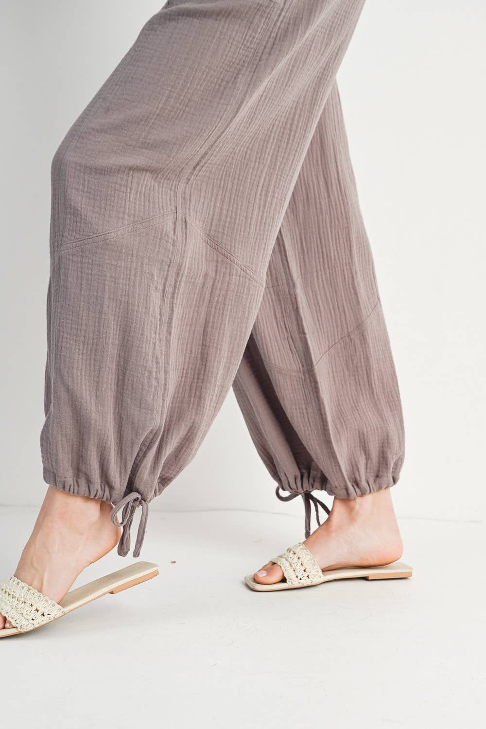 JOGGER HAREM DRAWSTRING PANTS: Black / B02090