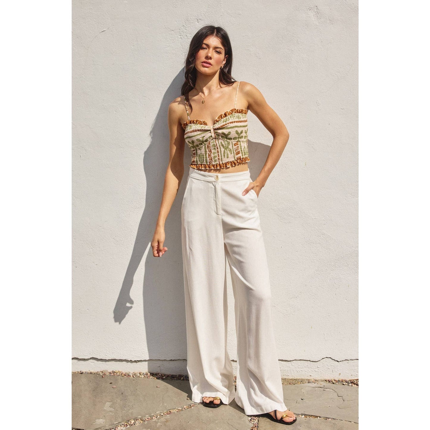 The Bahamas Smocked Sweetheart Crop Top: BELLINI / FT12573-P1966