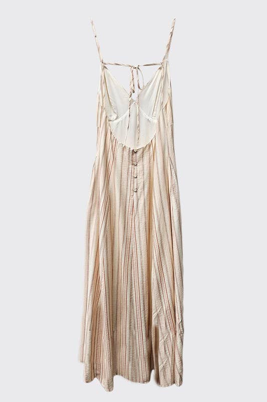Stripe Print Open Back Maxi Dress: Blue IM8689