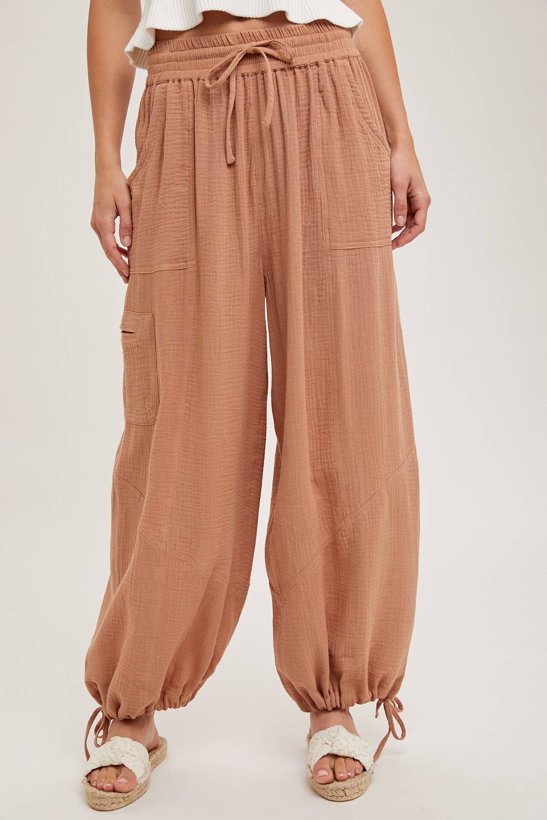 JOGGER HAREM DRAWSTRING PANTS: Black / B02090