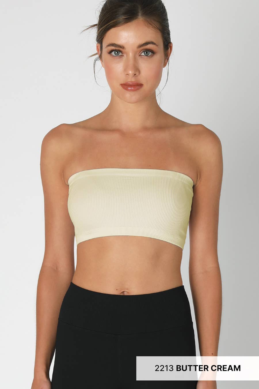 NS8327- Ribbed Bandeau Top: 013 Stone