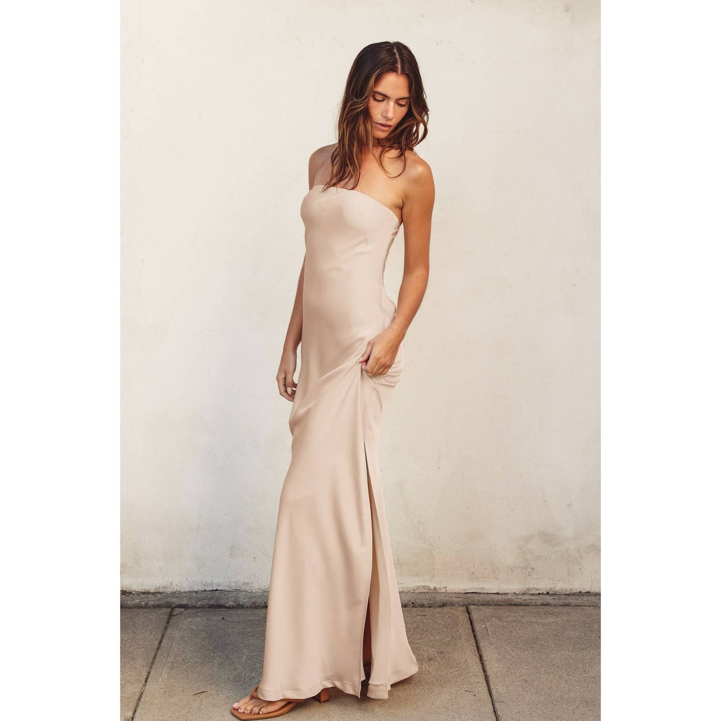 Valentine's Day Going Out Strapless Bias Cut Maxi Dress: ICE LAVENDER / FD11771-CP112_4