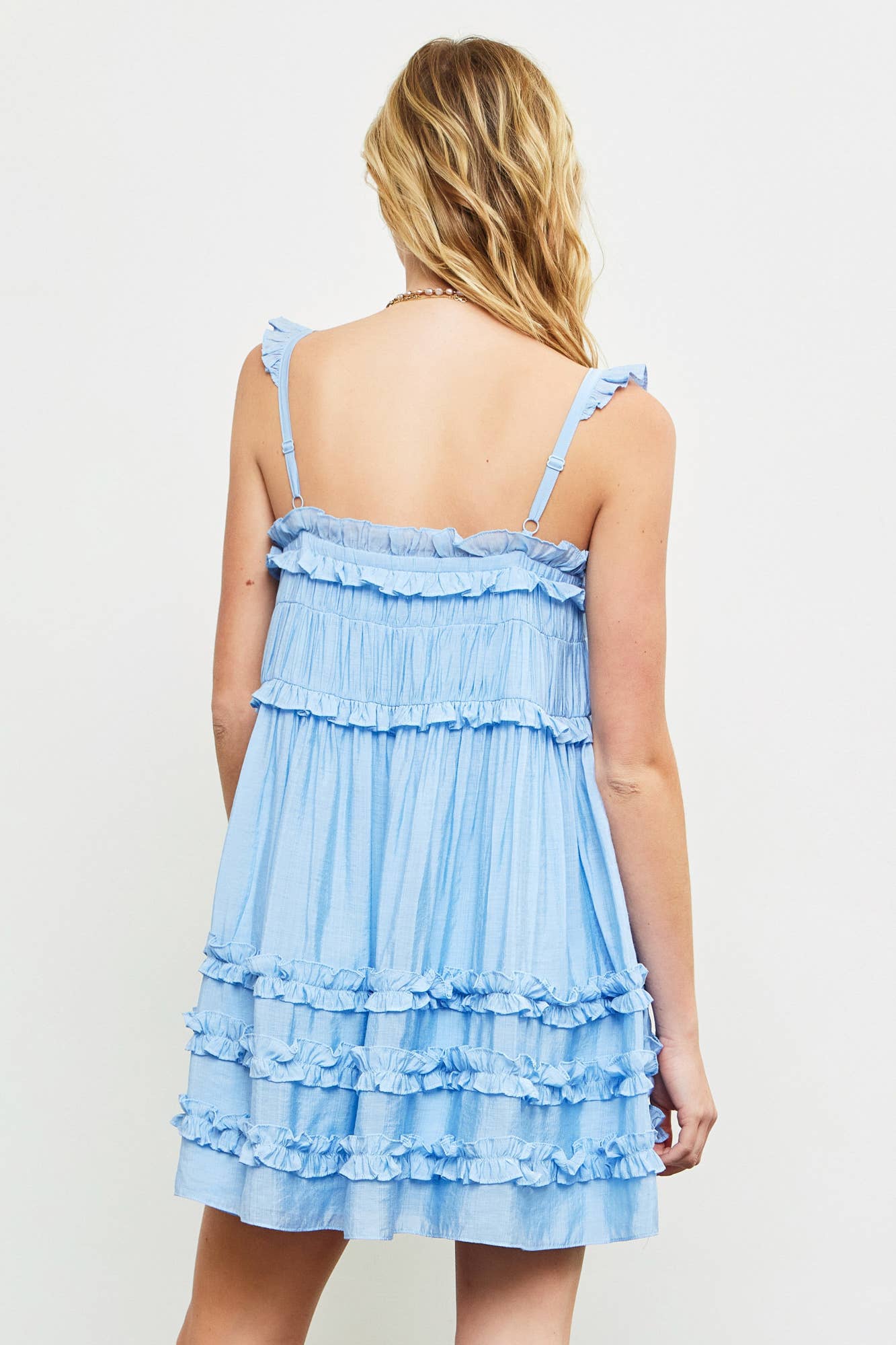 TIERED RUFFLE DRESS: S23645 / SNOW WHITE