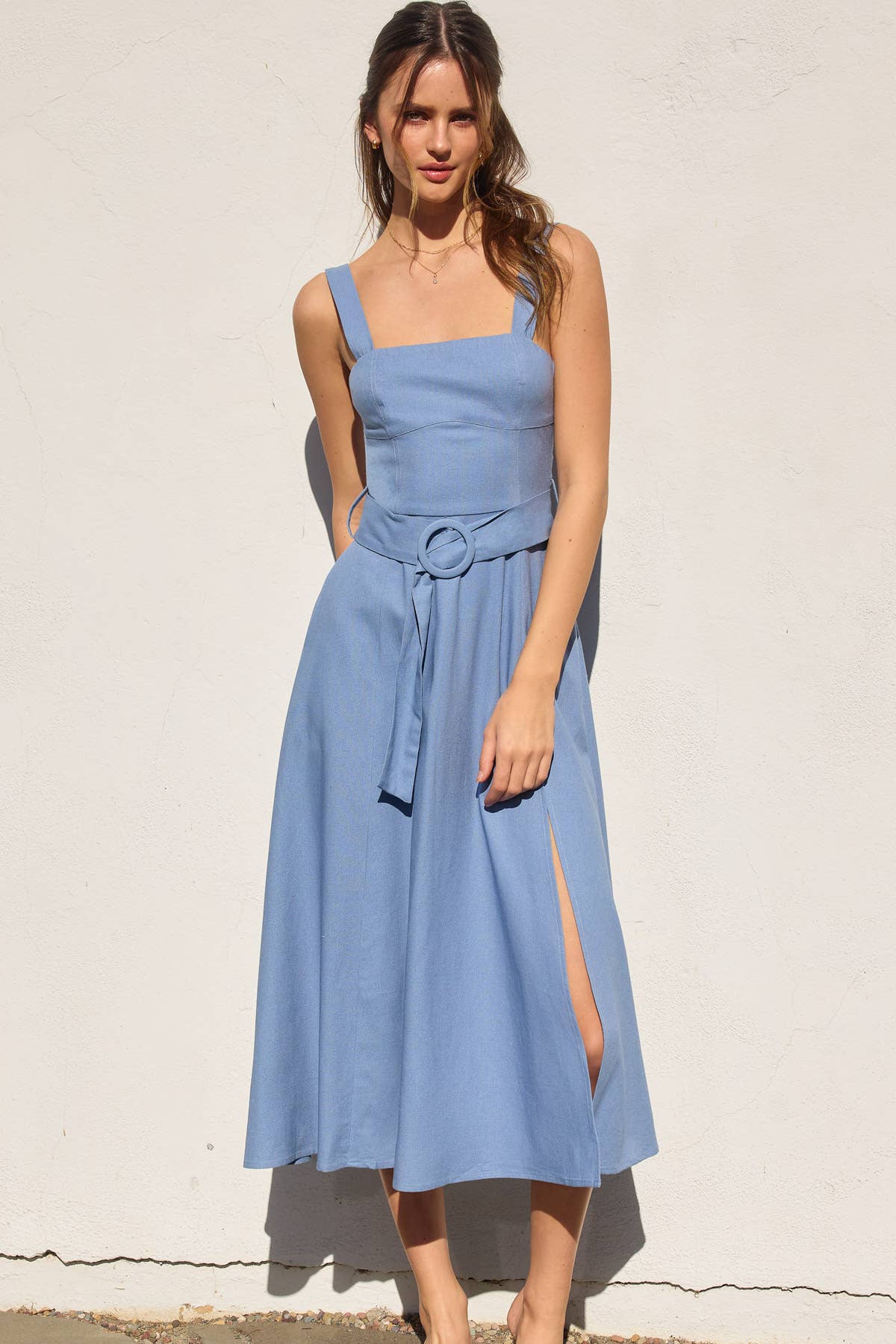 Heaven Sent Buckle Midi Dress: NAVY / FD11820-P1465_1