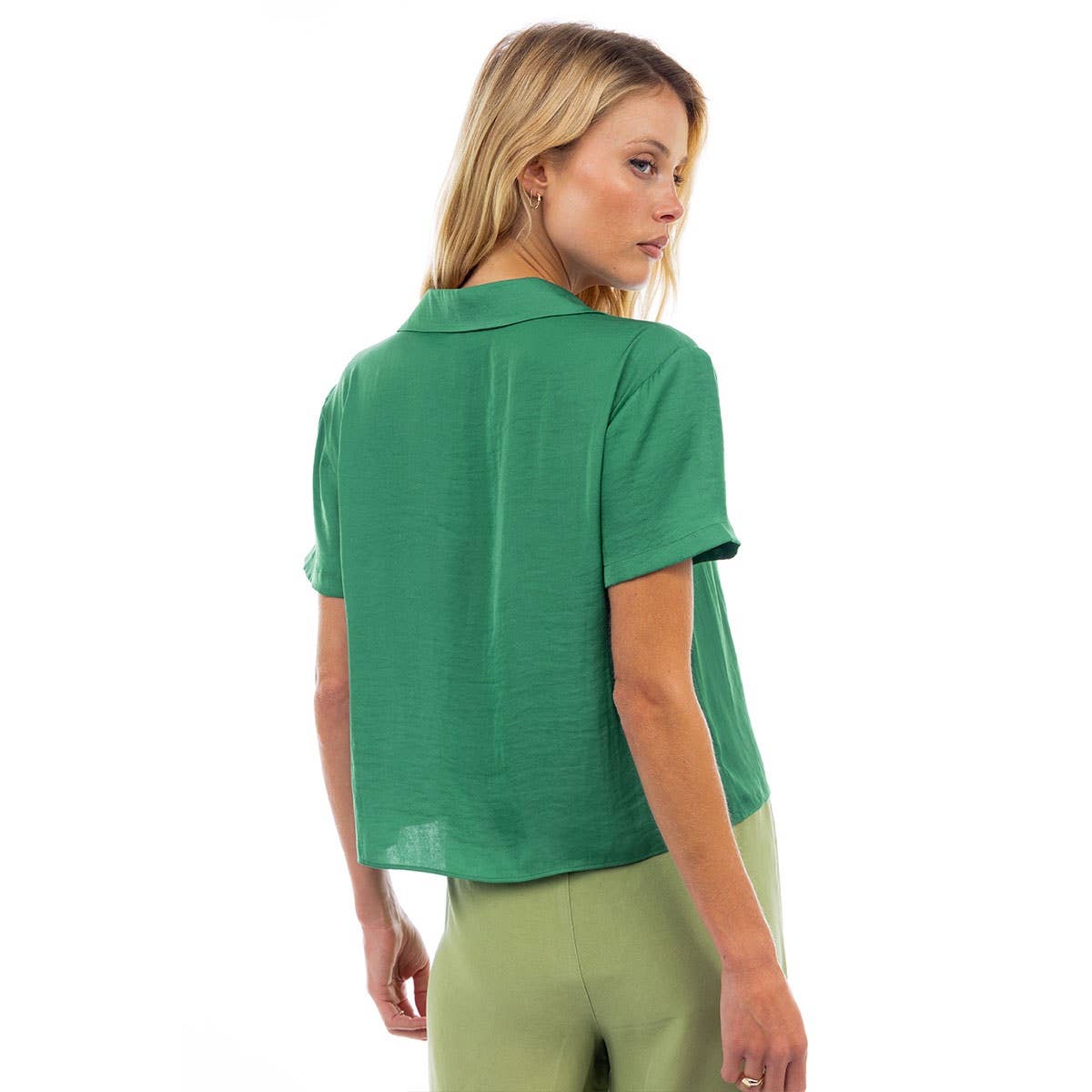 Notched Collar Crop Blouse: YALE / SB119449-B