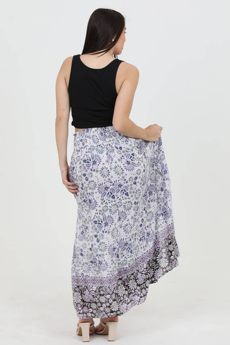 B6B03-A919 SMOCKED WAIST MAXI SKIRT