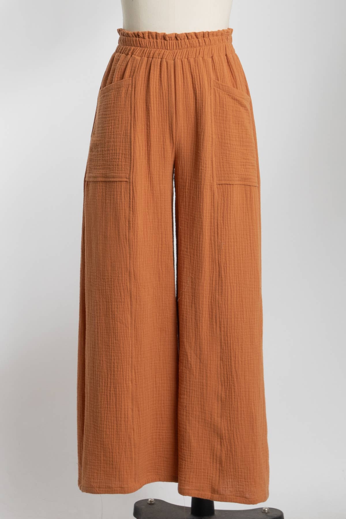 Cotton Double Gauze Wide Leg Pants - NP70326A: LT Olive