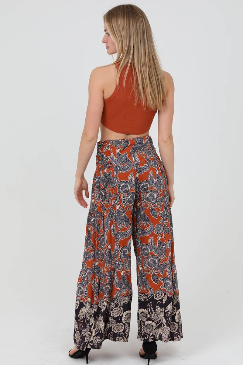 25S89-FQ58 HIGH WAISTED TIE FRONT WIDE LEG PANT